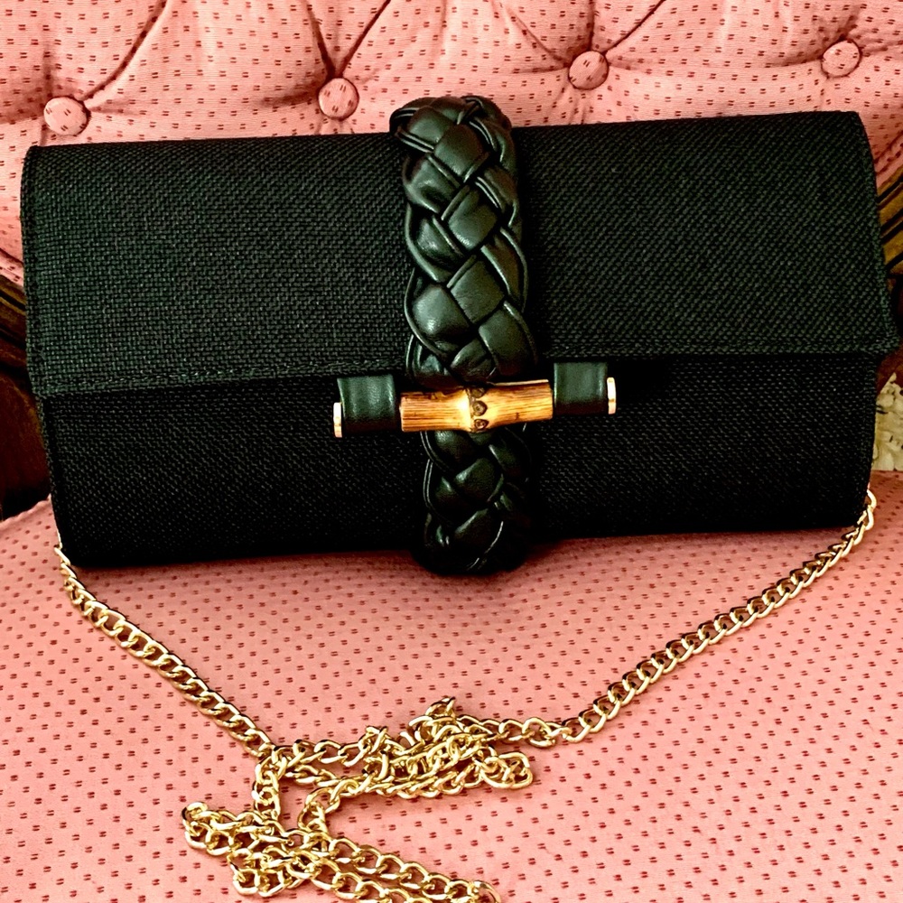 Pristine! Clutch Bag with Detachable gold tone Link strap